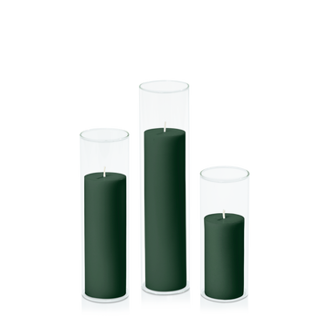 Forest 5cm Pillar in 5.8cm Glass Set - Lg Pack of 1