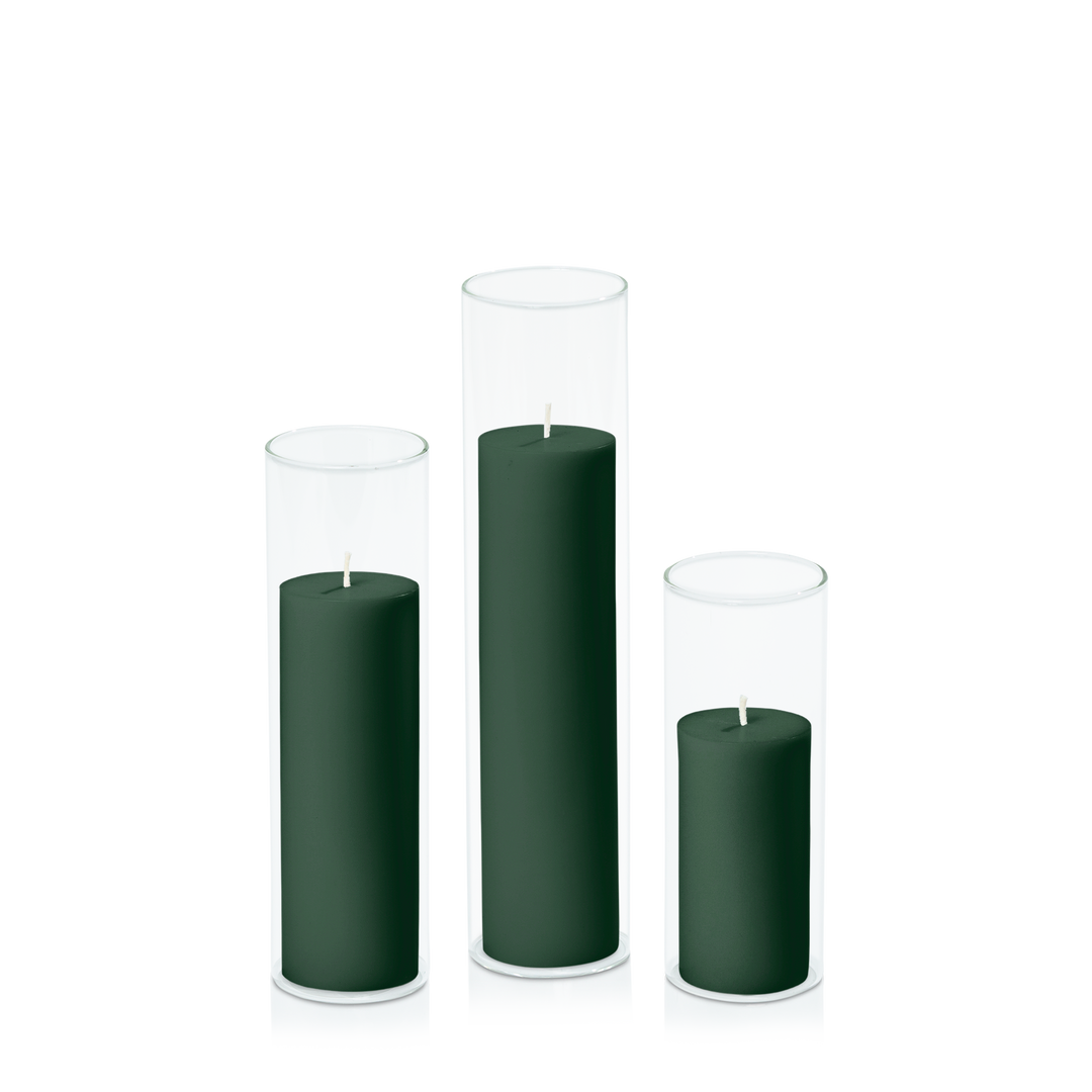 Forest 5cm Pillar in 5.8cm Glass, Lg - Set of 6