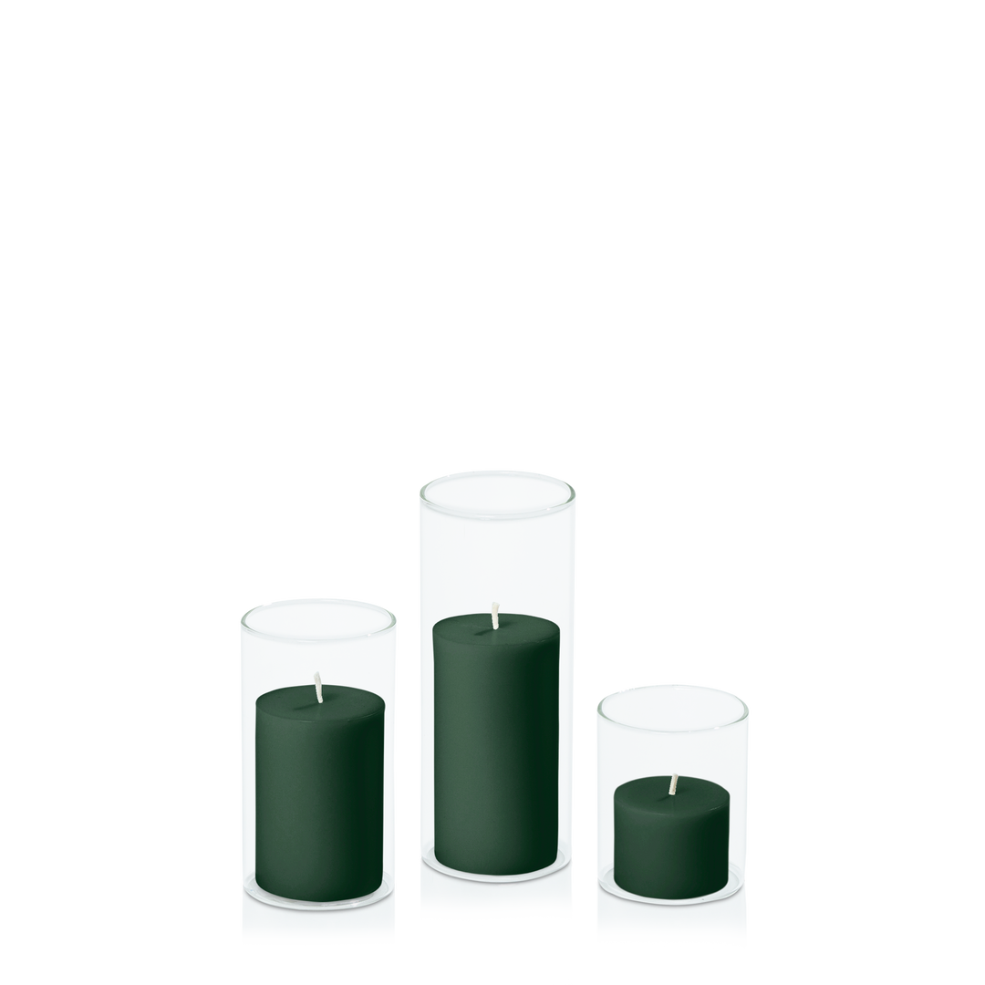 Forest 5cm Pillar in 5.8cm Glass, Sm - Set of 6