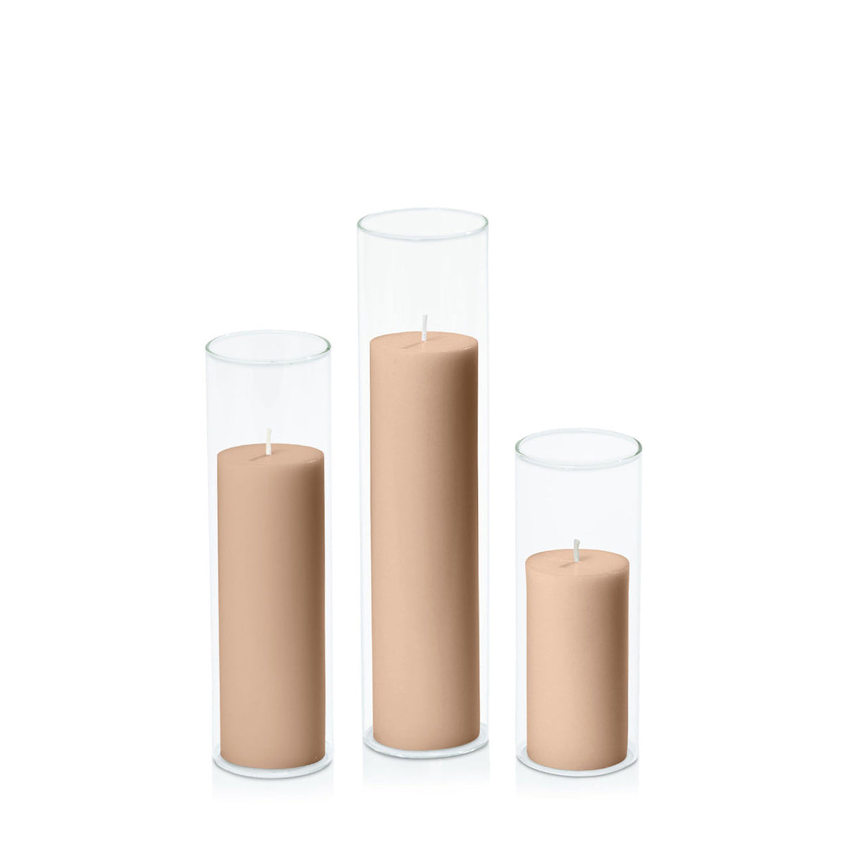 Latte 5cm Pillar in 5.8cm Glass, Lg - Set of 6