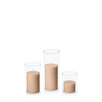 Latte 5cm Pillar in 5.8cm Glass Set - Sm