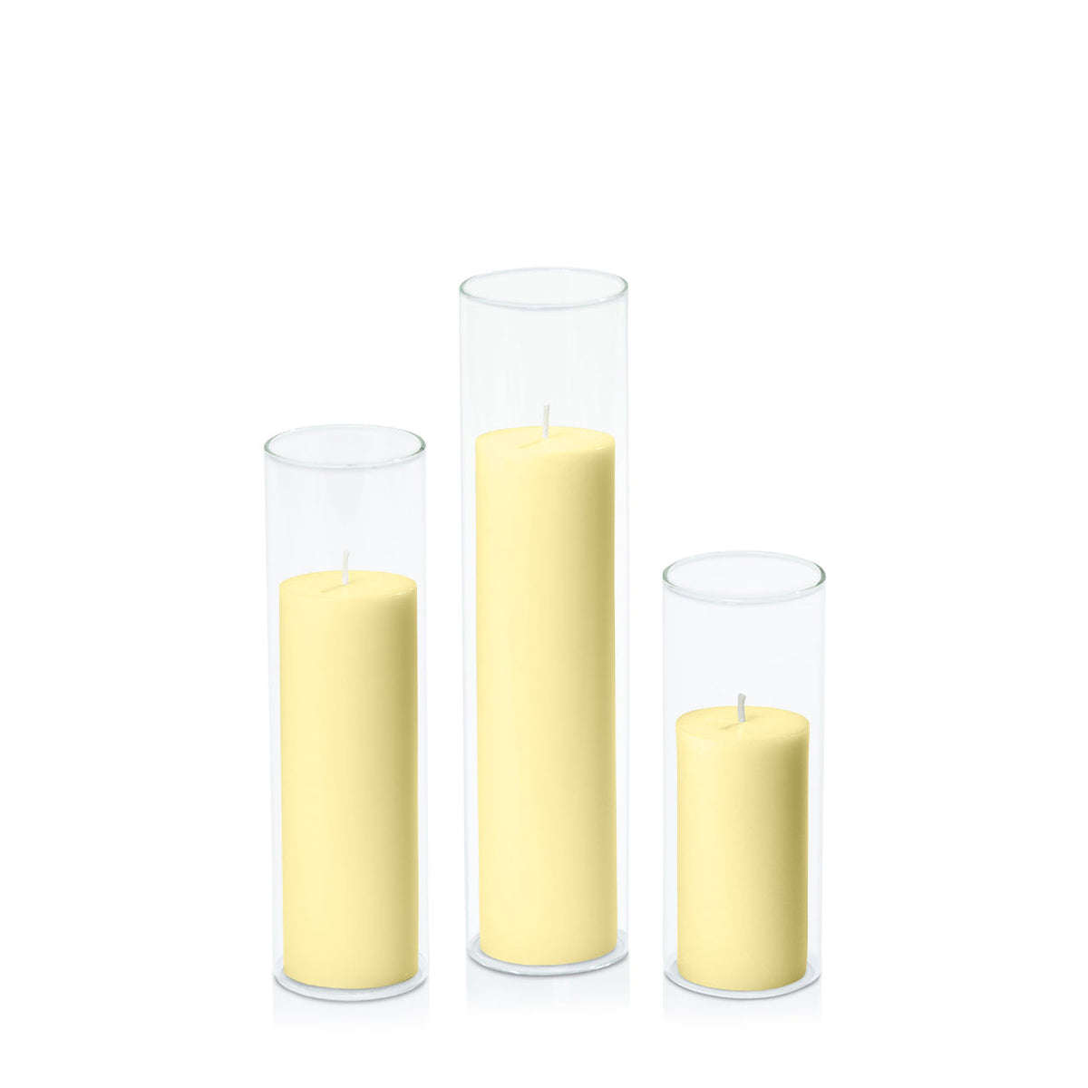 Lemon 5cm Pillar in 5.8cm Glass Set - Lg Pack of 1