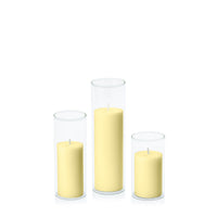 Lemon 5cm Pillar in 5.8cm Glass Set - Med