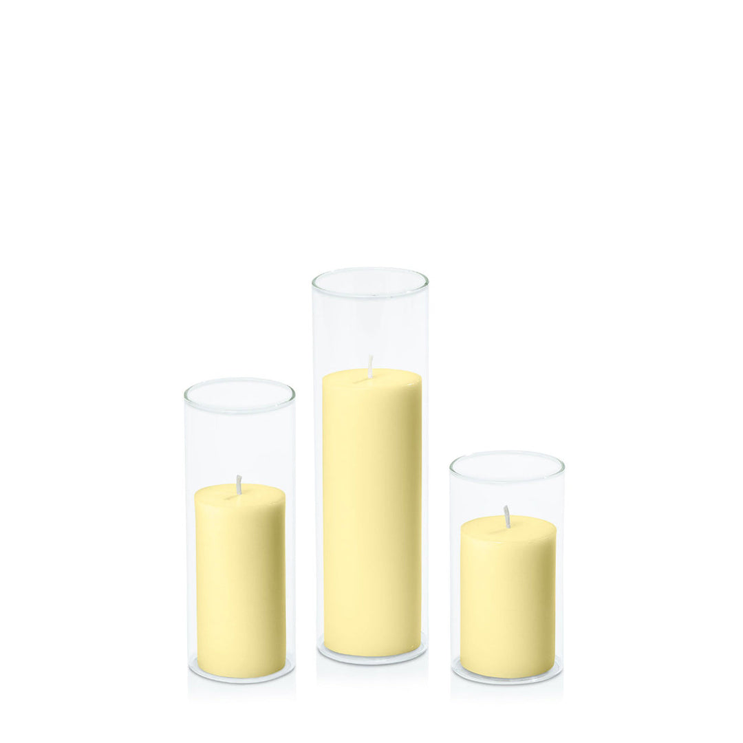 Lemon 5cm Pillar in 5.8cm Glass, Med - Set of 6