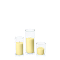 Lemon 5cm Pillar in 5.8cm Glass Set - Sm