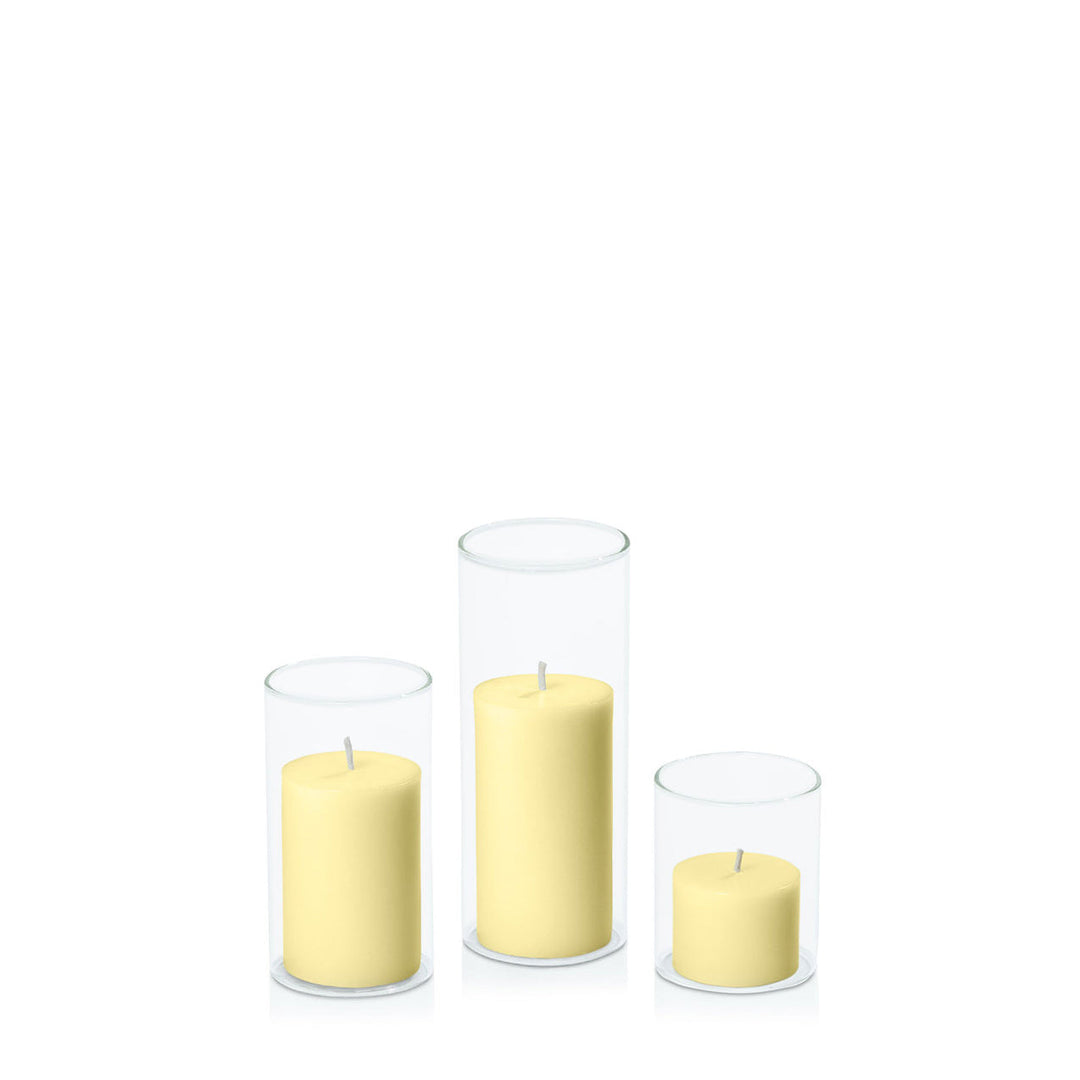 Lemon 5cm Pillar in 5.8cm Glass, Sm - Set of 6