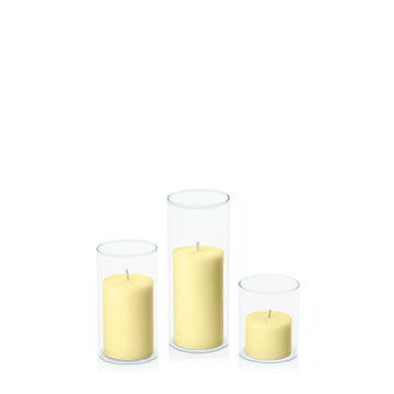 Lemon 5cm Pillar in 5.8cm Glass, Sm - Set of 6