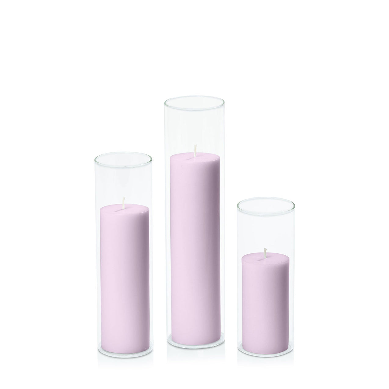 Lilac 5cm Pillar in 5.8cm Glass, Lg - Set of 6