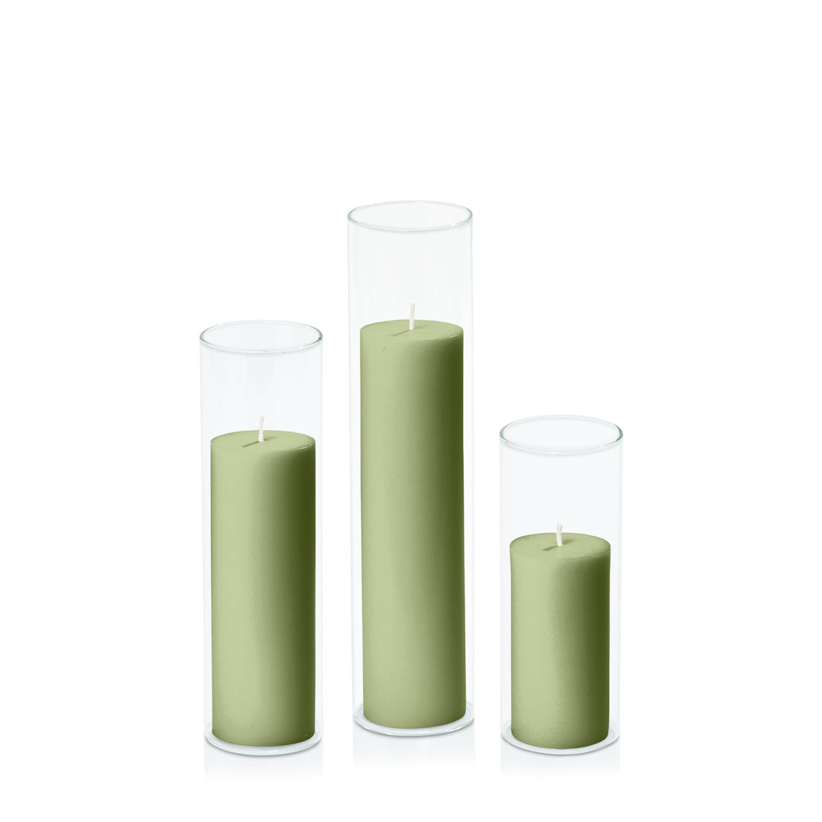 Matcha 5cm Pillar in 5.8cm Glass, Lg - Set of 6