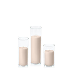Nude 5cm Pillar in 5.8cm Glass Set - Med Pack of 1