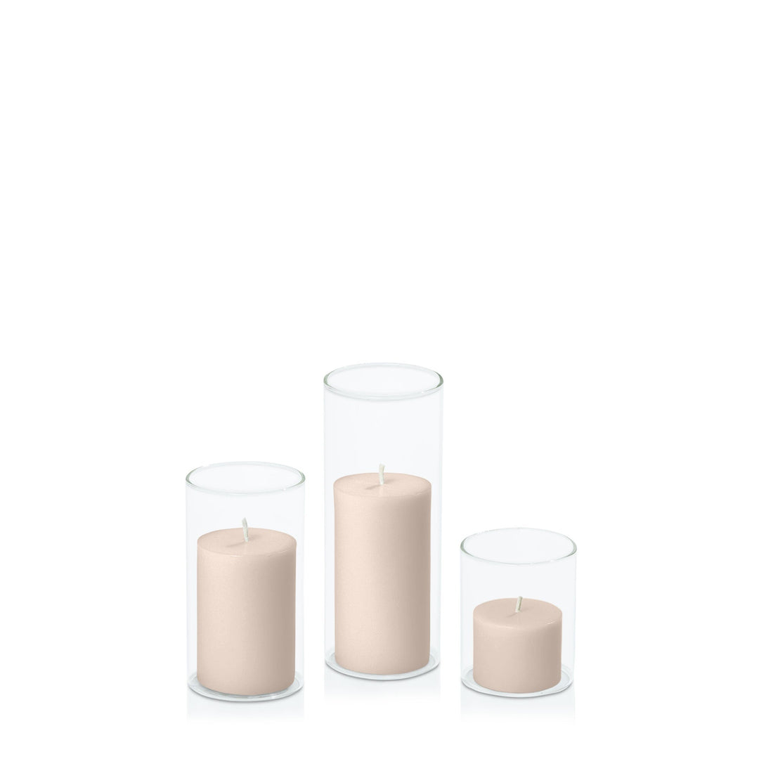 Nude 5cm Pillar in 5.8cm Glass, Sm - Set of 6
