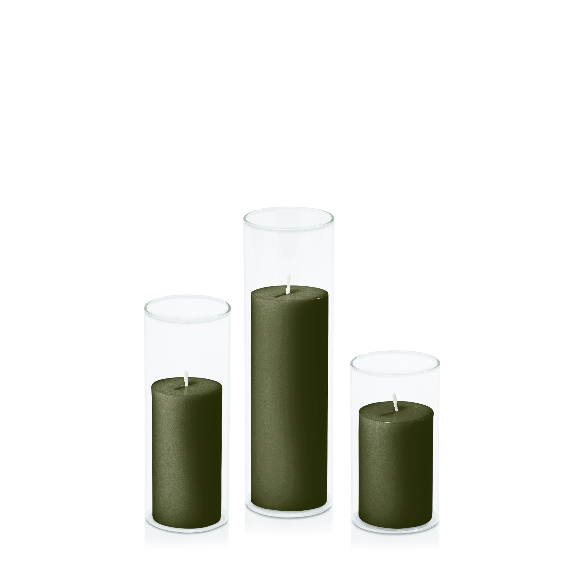 Olive 5cm Pillar in 5.8cm Glass, Med - Set of 6