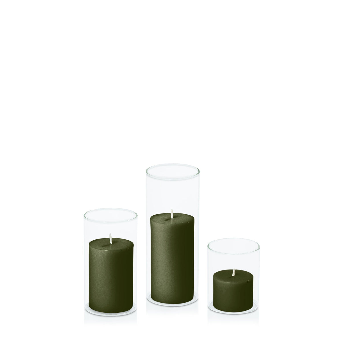 Olive 5cm Pillar in 5.8cm Glass, Sm - Set of 6