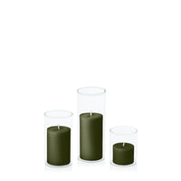 Olive 5cm Pillar in 5.8cm Glass, Sm - Set of 6
