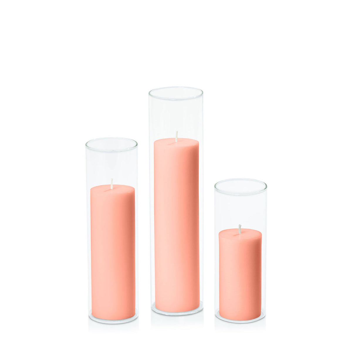 Peach 5cm Pillar in 5.8cm Glass, Lg - Set of 6