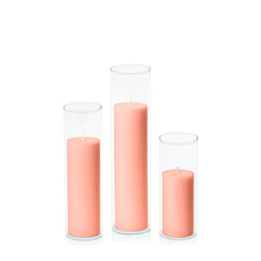 Peach 5cm Pillar in 5.8cm Glass, Lg - Set of 6