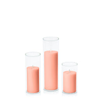 Peach 5cm Pillar in 5.8cm Glass, Med - Set of 6