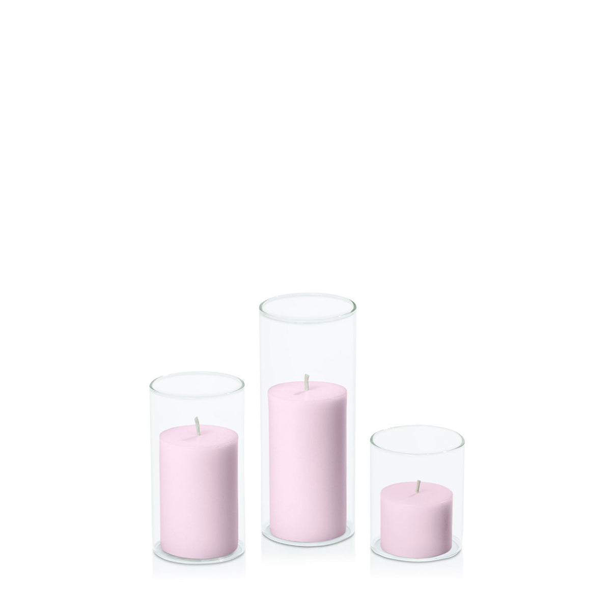 Pastel Pink 5cm Pillar in 5.8cm Glass Set - Sm Pack of 1