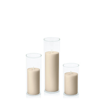 Sandstone 5cm Pillar in 5.8cm Glass, Med - Set of 6