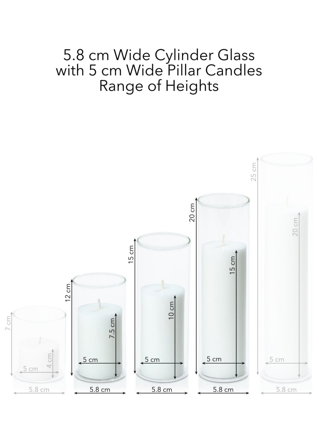Scarlet 5cm Pillar in 5.8cm Glass, Med - Set of 6