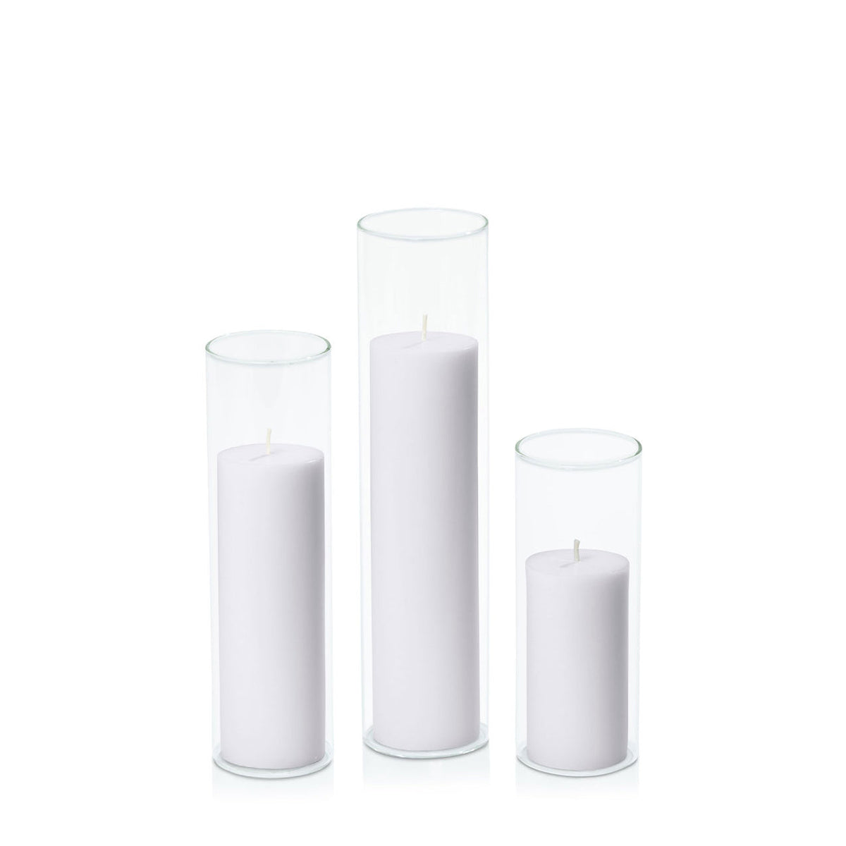 Silver Grey 5cm Pillar in 5.8cm Glass, Lg - Set of 6