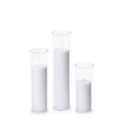 Silver Grey 5cm Pillar in 5.8cm Glass, Lg - Set of 6