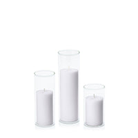 Silver Grey 5cm Pillar in 5.8cm Glass Set - Med