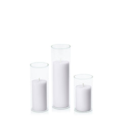 Silver Grey 5cm Pillar in 5.8cm Glass, Med - Set of 6