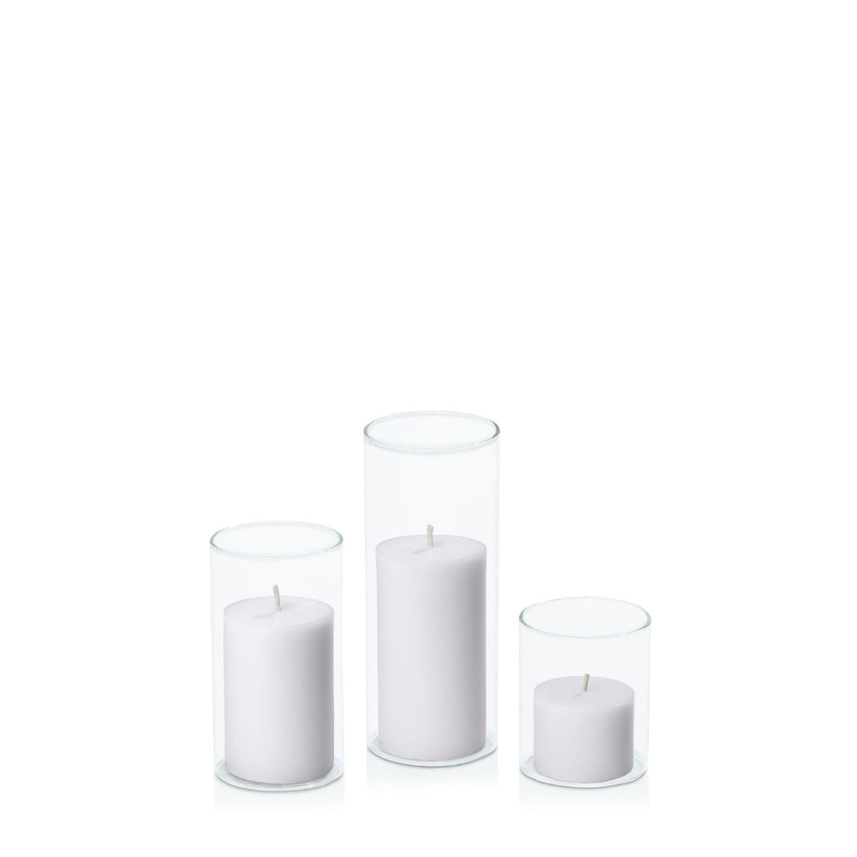 Silver Grey 5cm Pillar in 5.8cm Glass Set - Sm Pack of 1