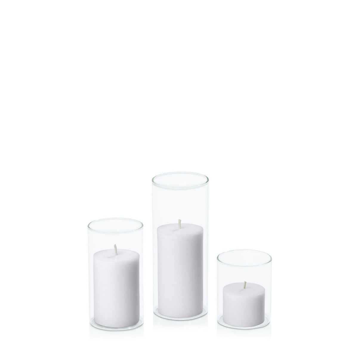 Silver Grey 5cm Pillar in 5.8cm Glass, Sm - Set of 6