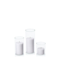 Silver Grey 5cm Pillar in 5.8cm Glass, Sm - Set of 6