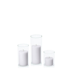 Silver Grey 5cm Pillar in 5.8cm Glass, Sm - Set of 6