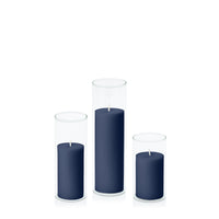 Sapphire 5cm Pillar in 5.8cm Glass Set - Med