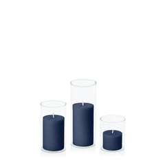 Sapphire 5cm Pillar in 5.8cm Glass, Sm - Set of 6