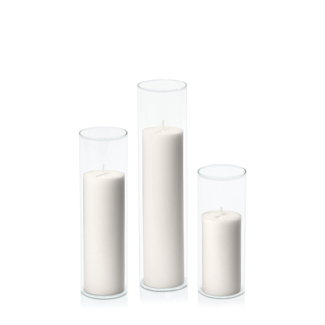 Stone 5cm Pillar in 5.8cm Glass, Lg - Set of 6