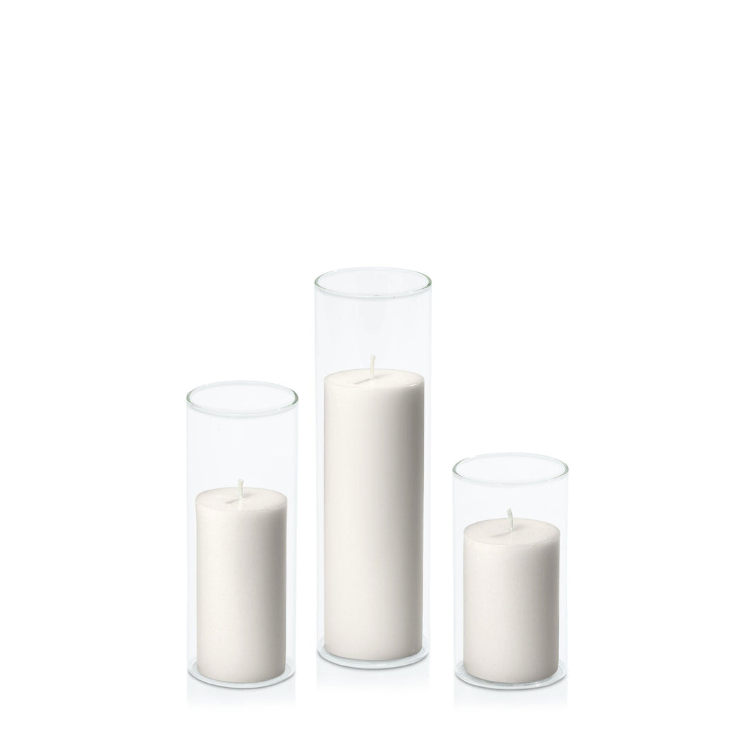 Stone 5cm Pillar in 5.8cm Glass, Med - Set of 6