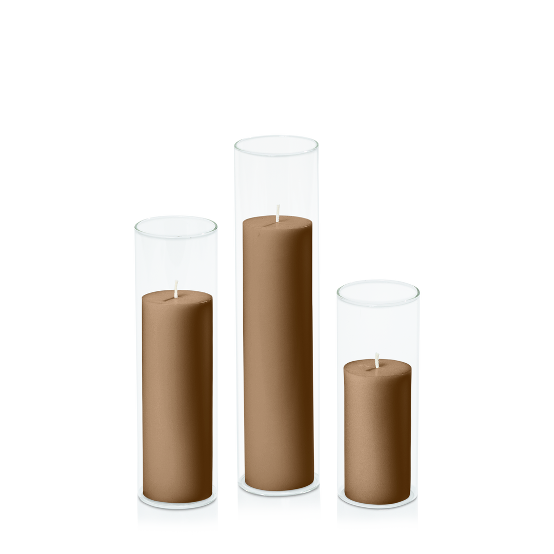 Tiramisu 5cm Pillar in 5.8cm Glass, Lg - Set of 6