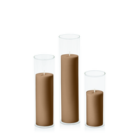 Tiramisu 5cm Pillar in 5.8cm Glass, Lg - Set of 6