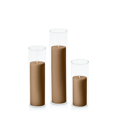 Tiramisu 5cm Pillar in 5.8cm Glass Set - Lg Pack of 1