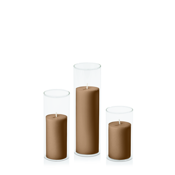 Tiramisu 5cm Pillar in 5.8cm Glass Set - Med Pack of 1