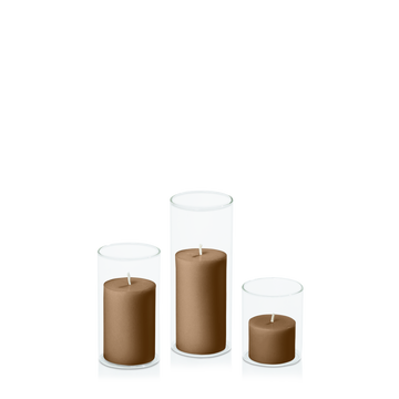 Tiramisu 5cm Pillar in 5.8cm Glass Set - Sm Pack of 1