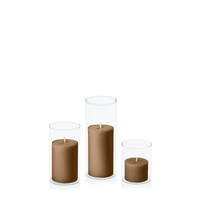 Tiramisu 5cm Pillar in 5.8cm Glass Set - Sm