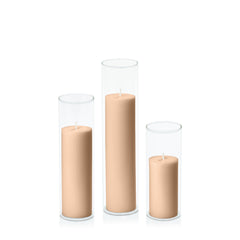 Toffee 5cm Pillar in 5.8cm Glass Set - Lg Pack of 1