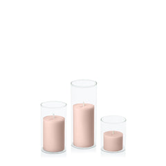 Vintage Blush 5cm Pillar in 5.8cm Glass, Sm - Set of 6