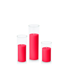 Watermelon 5cm Pillar in 5.8cm Glass, Med - Set of 6