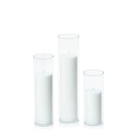 White 5cm Pillar in 5.8cm Glass Set - Lg