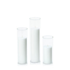 White 5cm Pillar in 5.8cm Glass Set - Lg Pack of 1