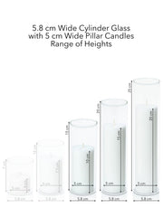 White 5cm Pillar in 5.8cm Glass Set - Lg Pack of 1