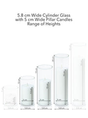 White 5cm Pillar in 5.8cm Glass Set - Med Pack of 1