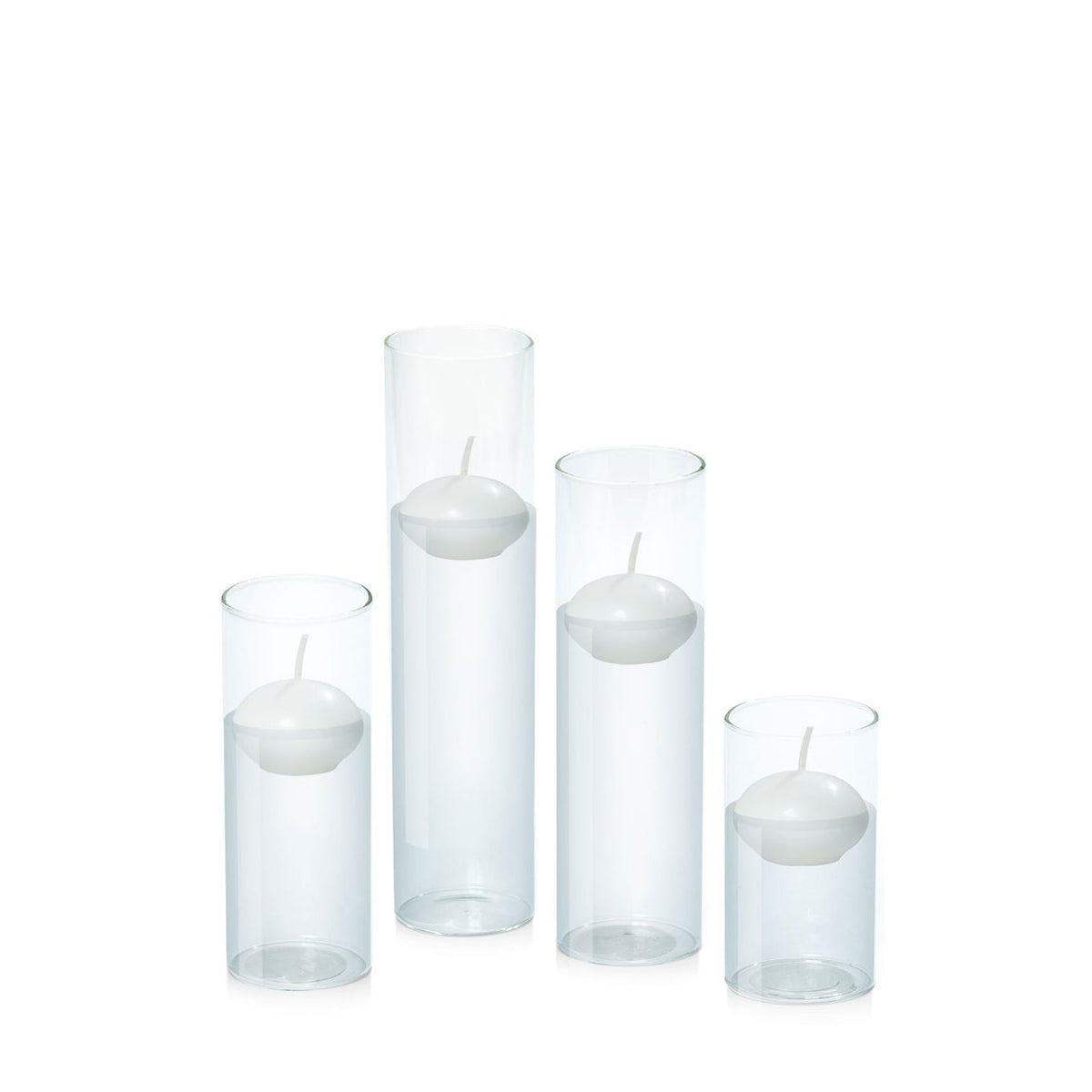 White 4cm Event Floating Candle in 5.8cm Glass, Med - Set of 6